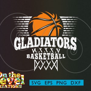 Descarga instantánea de baloncesto de gladiadores, archivo de corte cricut PNG svg dxf eps, archivo vectorial, logotipo