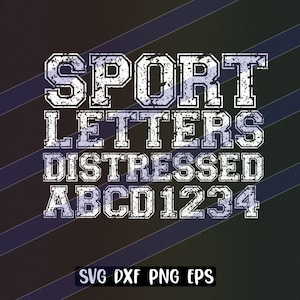 Distressed Varsity Letters svg dxf png eps enthält Cricut sofort download Sport Buchstaben Logo