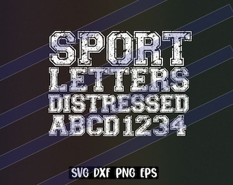Distressed Varsity Letters svg dxf png eps includes Cricut instant download Sport letters logo