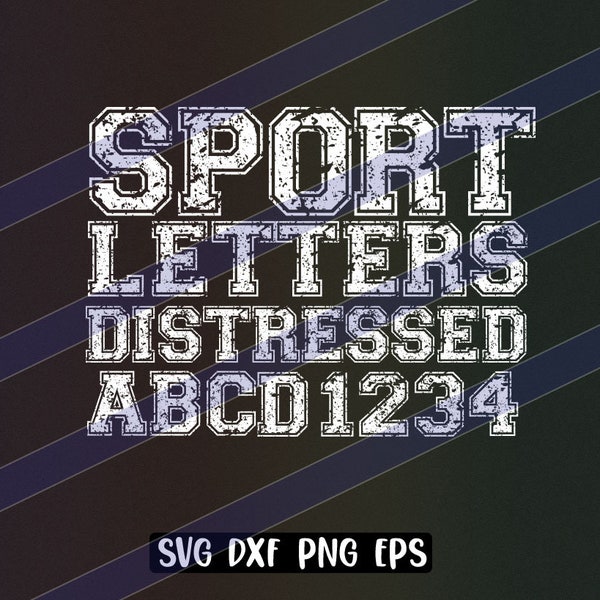 Distressed Varsity Letters svg dxf png eps includes Cricut instant download Sport letters logo