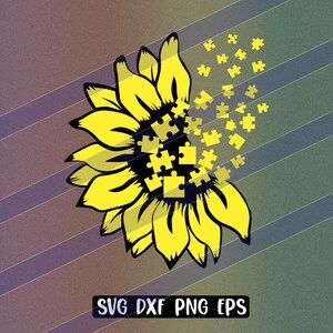 Autisme svg dxf png eps download vector Cricut zonnebloem