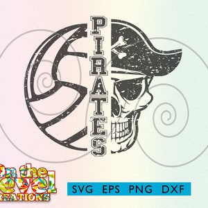 Pirates Volleyball cutfile download svg dxf png eps School spirit, distressed, solid, grunge