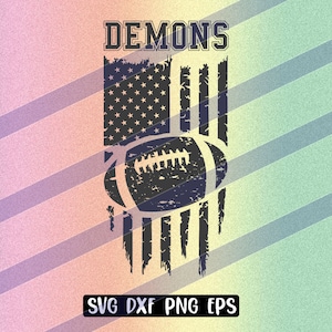 Demons Football US flag svg dxf png eps cricut cutfile school cheer team Spirit logo