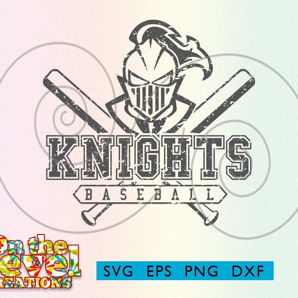 Knights Baseball black cutfile svg dxf png eps instant download vector school spirit distressed logo