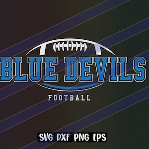 Logotipo del equipo de porristas de fútbol de los Blue Devils, svg, dxf, png, eps, cricut, cutfile