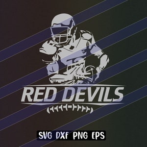 Logotipo del equipo de porristas de fútbol de los Diablos Rojos, svg, dxf, png, eps, cricut, cutfile