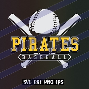Pirates Baseball cutfile svg dxf png eps instant download vector school spirit distressed logo