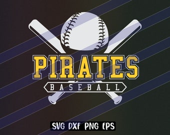 Pirates Baseball cutfile svg dxf png eps instant download vector school spirit distressed logo