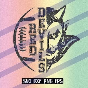 Logotipo del equipo de porristas de fútbol de los Diablos Rojos, svg, dxf, png, eps, cricut, cutfile