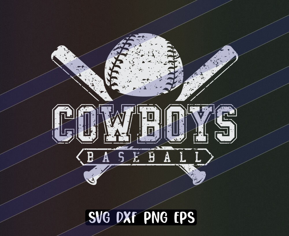 Cowboys Baseball cutfile svg dxf png eps instant download vector school spirit distressed logo