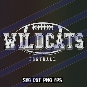 Equipo de porristas de fútbol de los Wildcats, logotipo del espíritu del equipo de fútbol escolar, svg, dxf, png, eps, cricut, cutfile