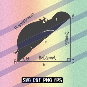 Hippopotenuse math SVG file, Hippo joke, instant download only, shirt gift Silhouette cameo cricut teacher geometry Hypotenuse triangle