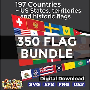 350 landen | Bundel met Amerikaanse staatsvlaggen | Afdrukbare wereldvlaggen en historische Amerikaanse vlaggen | png svg jpg | Klaslokaal, kinderen, onderwijs, knutselen