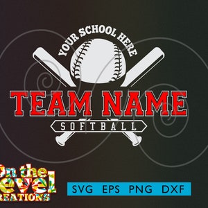 Personalisierte Softball DIY Logo cutfile download svg dxf png eps Schule Maskottchen Text Sublimation