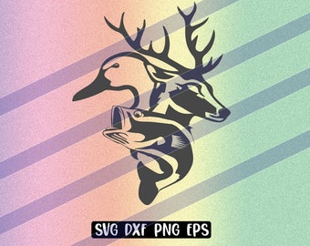 deer duck fish hunt svg dxf png eps hunting shooting camping Cricut cutfile vector silhouette