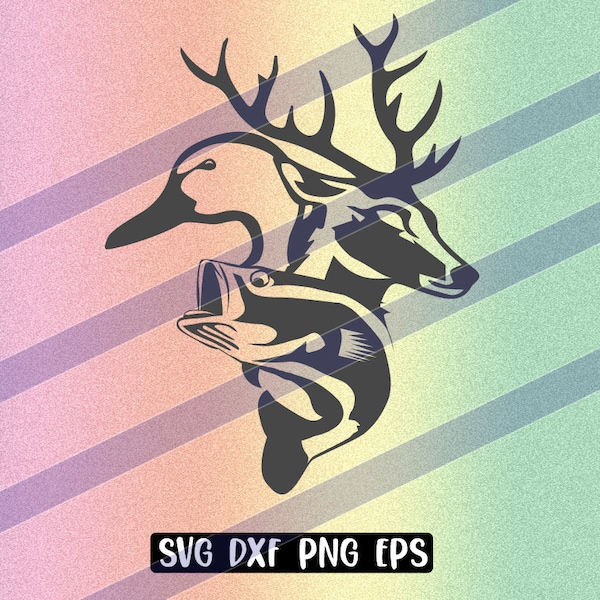 deer duck fish hunt svg dxf png eps hunting shooting camping Cricut cutfile vector silhouette