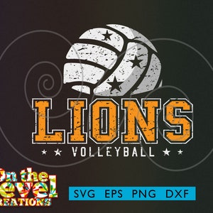 Lions Volleyball cutfile download svg dxf png eps School spirit, distressed, solid, grunge