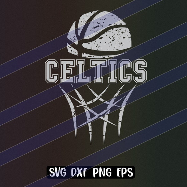 Celtics Basketball cutfile download svg dxf png eps School spirit Distressed logo