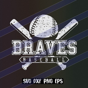Braves Baseball cutfile svg dxf png eps instant download vector school spirit distressed logo