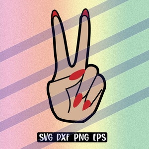 Meisje vredesteken, svg png svg dxf eps-bestandsindelingen digitale download afdrukbaar bestand, Cricut en silhouet