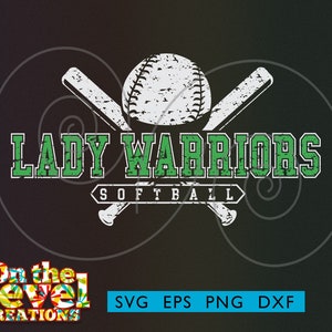 Lady Warriors Softball cutfile download svg dxf png eps instant download vector school spirit logo