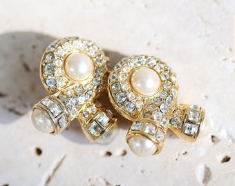 Vintage Tiny 3/4'' Etruscan Clip-On Earrings