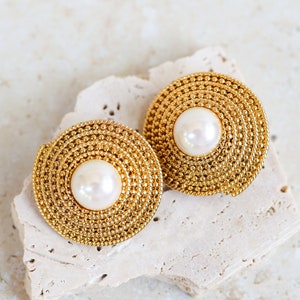 Massive Statement Erwin Pearl Faux Pearls Clip On Earrings