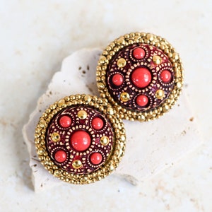 Vintage Kalinger Paris Jumbo Etruscan Clip On Earrings image 1