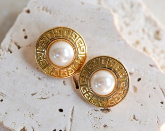 Classic Vintage Faux Baroque Pearl Clip On Earrings