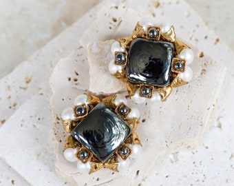 Vintage Couture Massive Statement Clip On Earrings