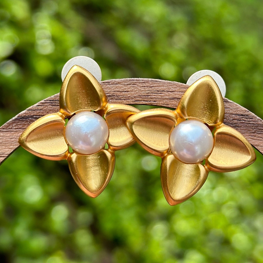 Vintage Anne Klein Petite Flower Shaped Clip on Earrings Etsy