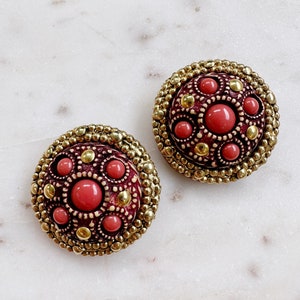 Vintage Kalinger Paris Jumbo Etruscan Clip On Earrings image 4