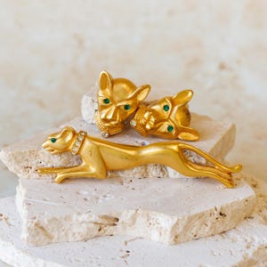 Jackie Collins Vintage Panther Brooch and Earrings
