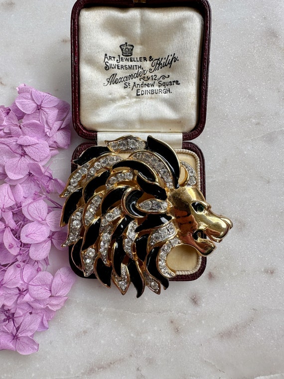 Vintage CRAFT Signed Roaring Lion Brooch 60s - image 4