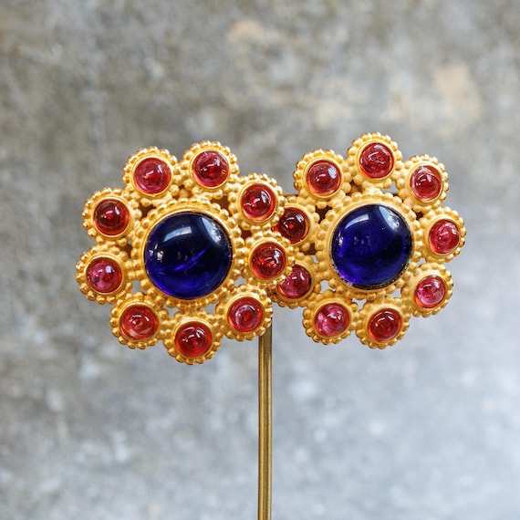 Vintage Deanna Hamro Blue Lucite Clip-on Earrings