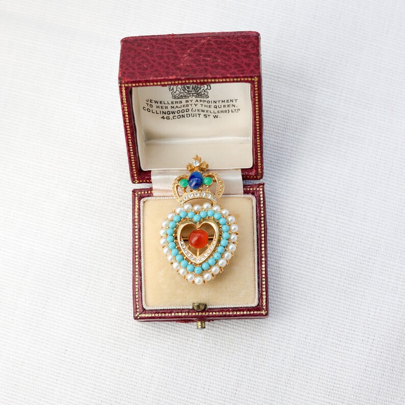 Vintage Petite Tiny Heart and Crown Pin image 3