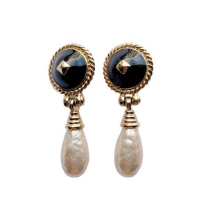 Beautiful Ciner Signed Drop & Dangle Classic Statement Chunky Clip On Earrings with Faux Baroque Pearls image 8