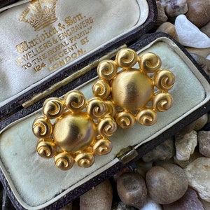 Vintage Signed Gold Tone Petite Sunburst Clip On Earrings image 4
