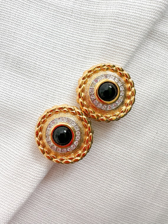 Gorgeous Vintage 1980s Massive Gold And Black Rou… - image 3