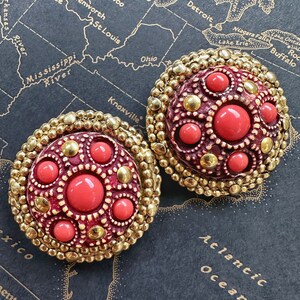 Vintage Kalinger Paris Jumbo Etruscan Clip On Earrings image 5