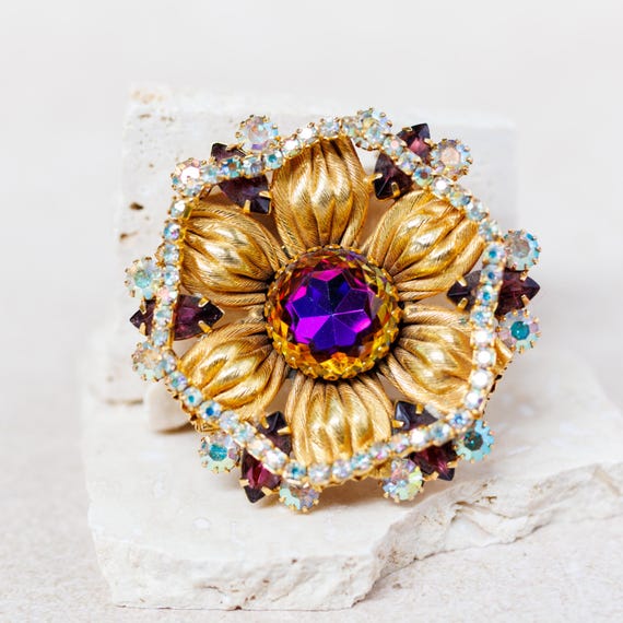 Vintage Hobe Signed Large Statement Brooch with W… - image 1
