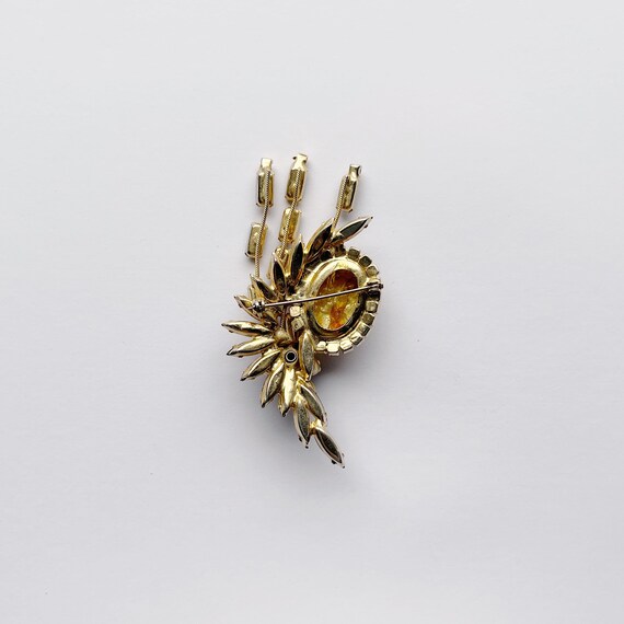Vintage Unsigned Cat's Eye Glass Brooch - image 9