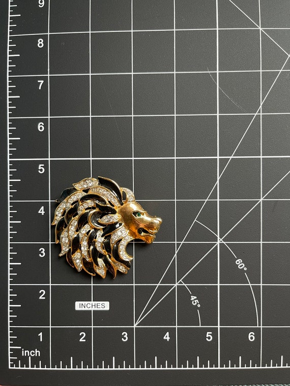 Vintage CRAFT Signed Roaring Lion Brooch 60s - image 6