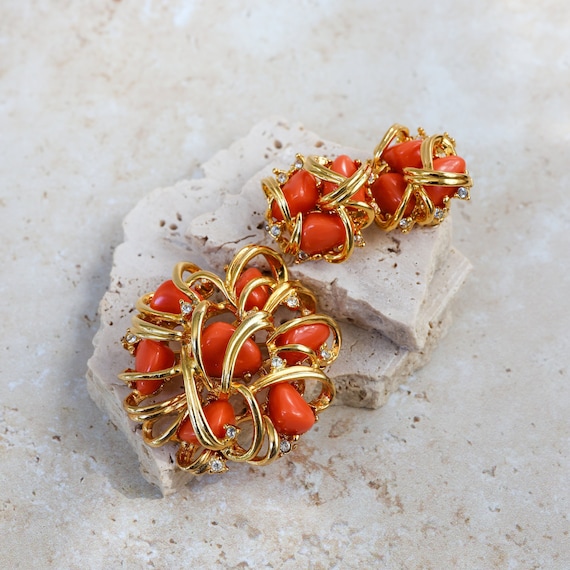 Faux coral cheap earrings