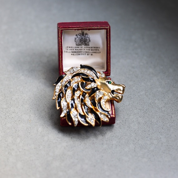 Vintage CRAFT Signed Roaring Lion Brooch 60s - image 1