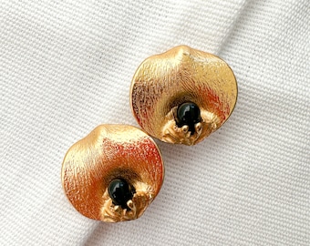 Vintage Kenzo Signed Floral Clip On Earrings