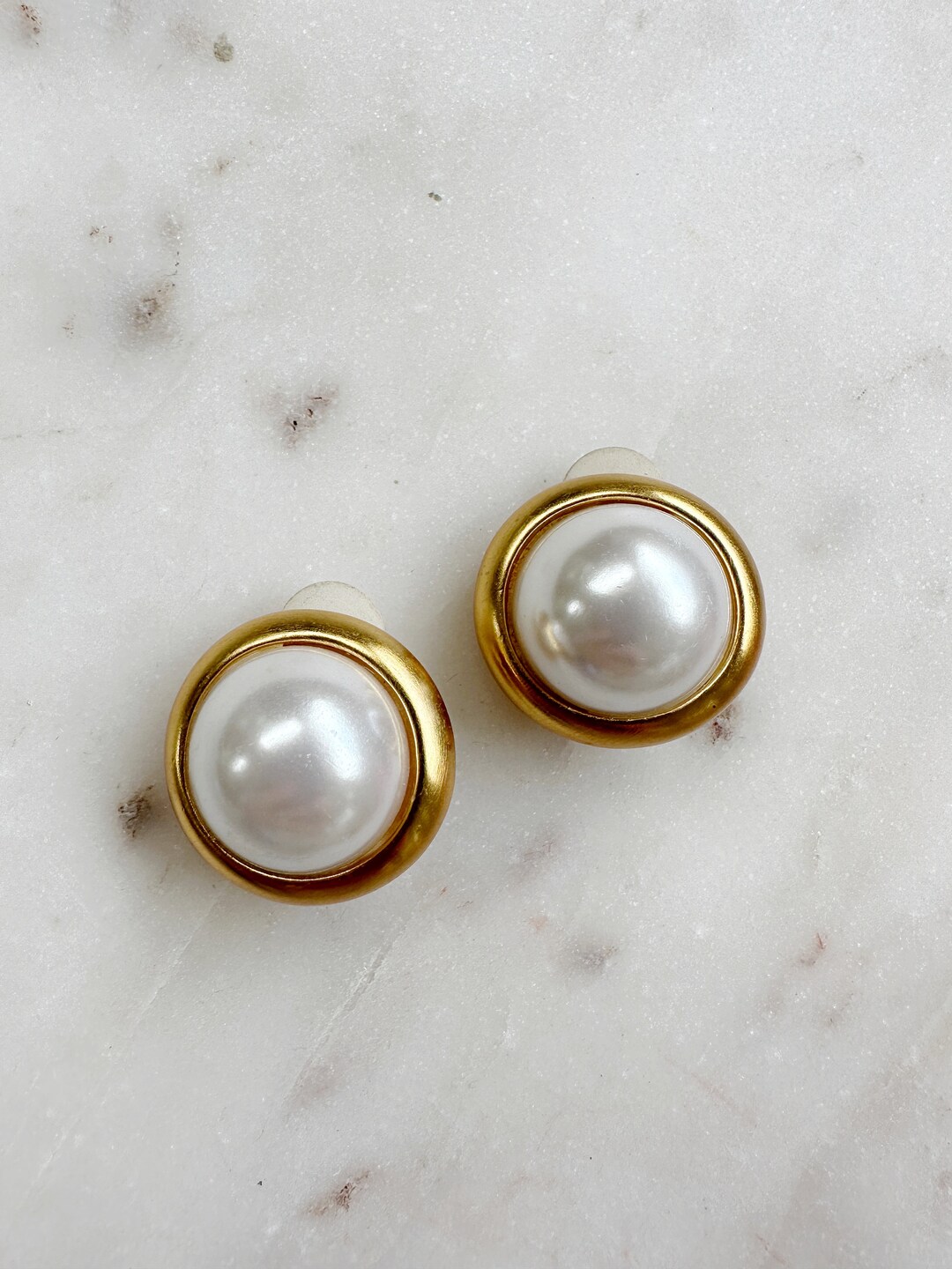 Vintage Classic Faux Pearls Clip on Earrings Etsy