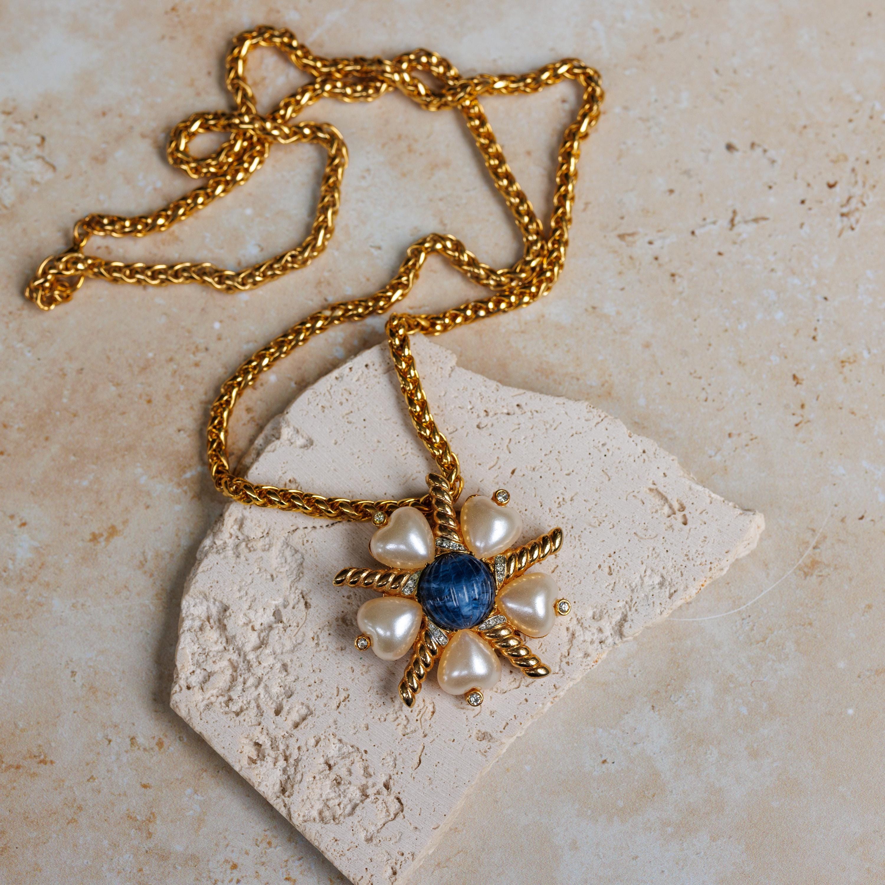 Collier Vintage Jacky De G Années 80 - Rare, En Métal Doré Avec Zircons Multicolores