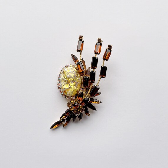 Vintage Unsigned Cat's Eye Glass Brooch - image 7