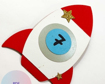 Kindergeburtstag Einladung Rakete -PDF Download - Einladungskarte zum selber basteln Weltraum -Bastelvorlage